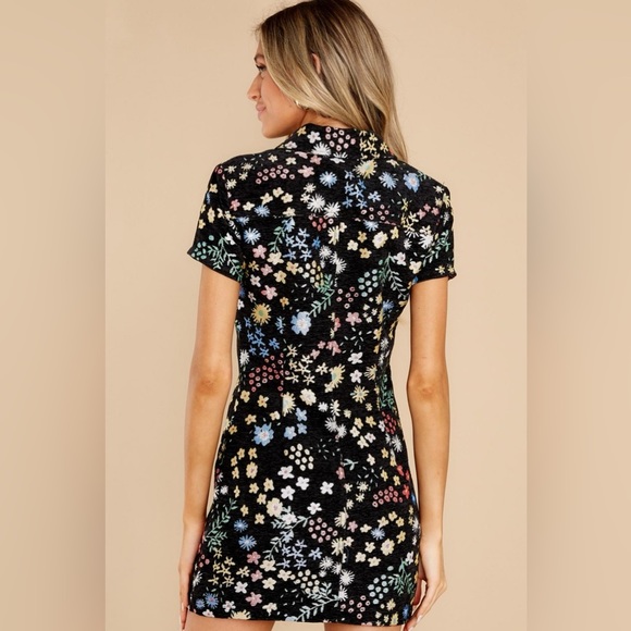 STORIA Honeydew Dress – Black Floral Mini Snap Shirt Dress. Runs small! - Picture 3 of 16